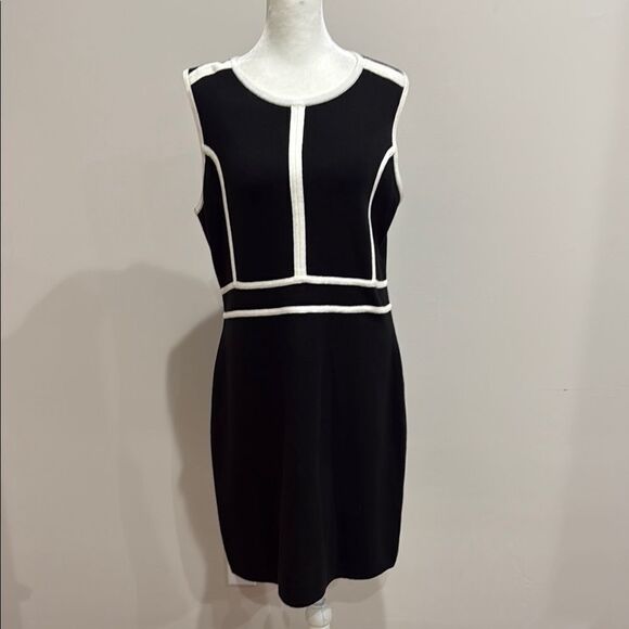 Calvin Klein Dresses & Skirts - Calvin Klein Elegant Black and White Sleeveless Knit Dress Size Large
